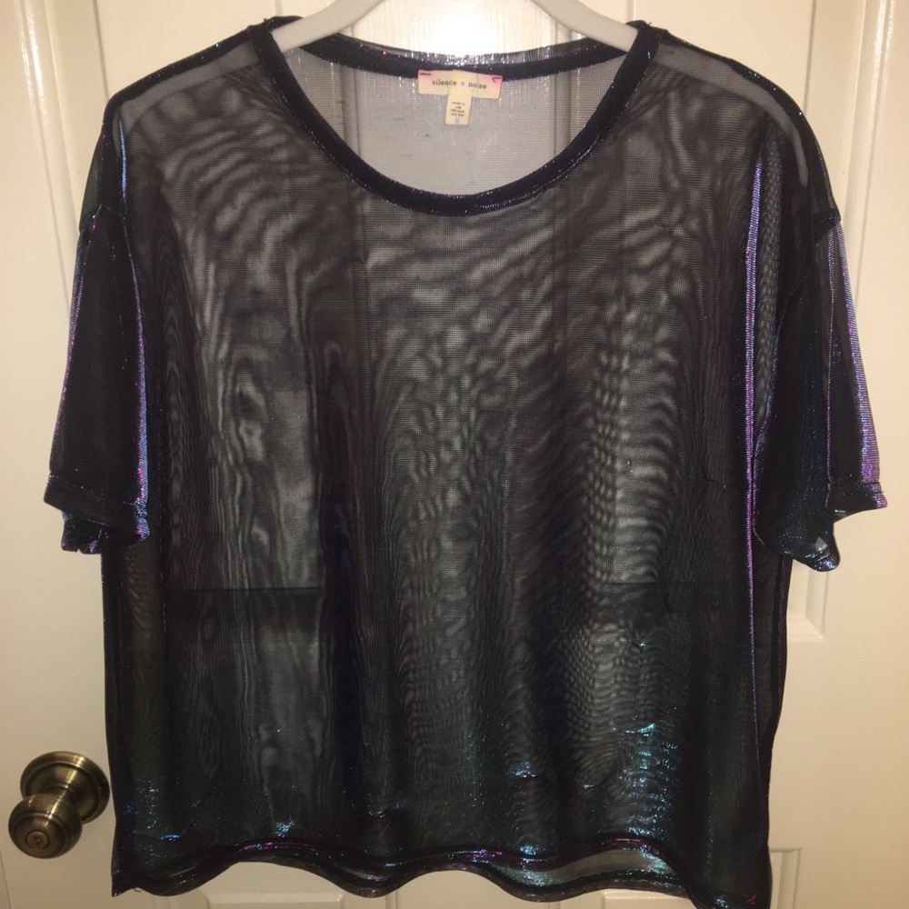 Urban Outfitters UO metallic mesh shirt tshirt